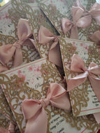 Champagne Gold with blush ribbon