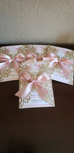 Champagne Gold with blush ribbon