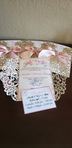 Champagne Gold with blush ribbon